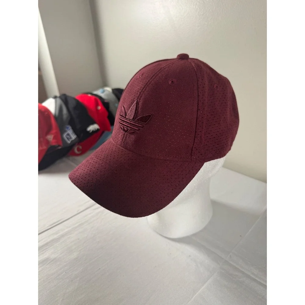 Adidas Originals Trefoil Snapback Hat Maroon Burgundy Perforated Mesh Cap